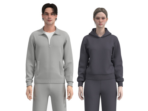 TRACKSUIT and SWEATSUIT outfits - mv2 fv2 zpac obj fbx highpoly 3Dモデル