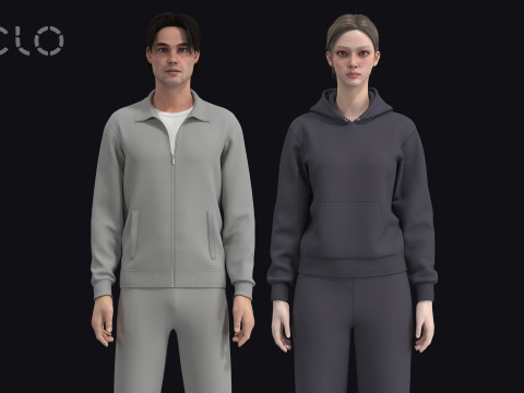 TRACKSUIT and SWEATSUIT outfits - mv2 fv2 zpac obj fbx highpoly 3Dモデル