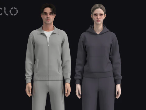 TRACKSUIT and SWEATSUIT outfits - mv2 fv2 zpac obj fbx highpoly 3D Model
