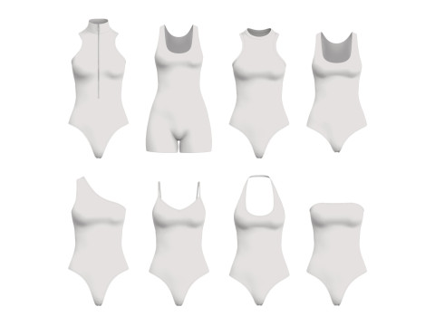 SLEEVELESS BODYSUITS PACK - fv2 zpac obj fbx highpoly 3Dモデル