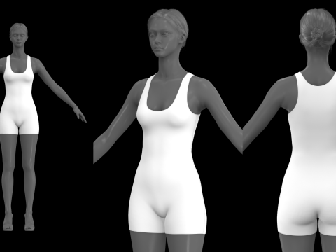 SLEEVELESS BODYSUITS PACK - fv2 zpac obj fbx highpoly 3D Model