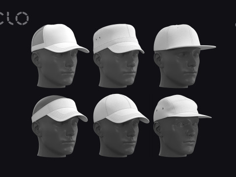 CASUAL CAPS PACK - g8m zprj obj fbx highpoly Modèle 3D