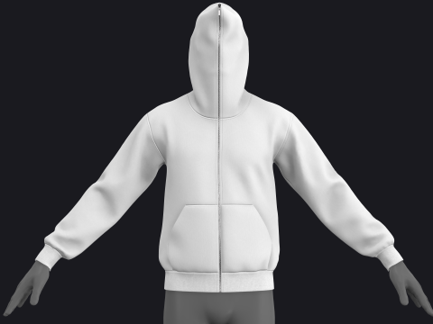 FULL ZIP HOODIE 2021 - mv2 zpac obj fbx highpoly 3D Model
