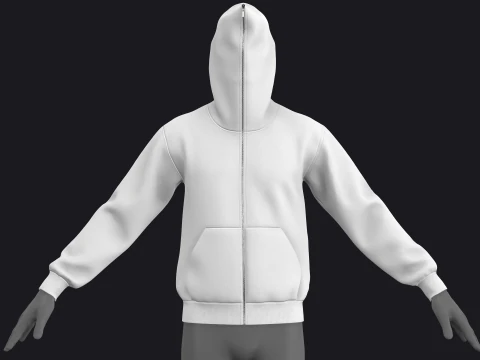 FULL ZIP HOODIE 2021 - mv2 zpac obj fbx highpoly 3D Model