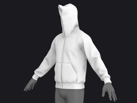 FULL ZIP HOODIE 2021 - mv2 zpac obj fbx highpoly 3D Model