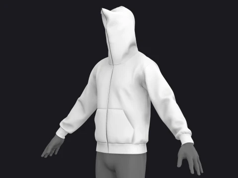 FULL ZIP HOODIE 2021 - mv2 zpac obj fbx highpoly 3D Model