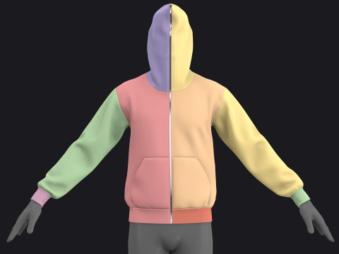 FULL ZIP HOODIE 2021 - mv2 zpac obj fbx highpoly 3D Model