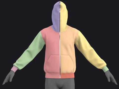 FULL ZIP HOODIE 2021 - mv2 zpac obj fbx highpoly 3D Model