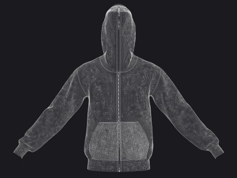 FULL ZIP HOODIE 2021 - mv2 zpac obj fbx highpoly 3D Model