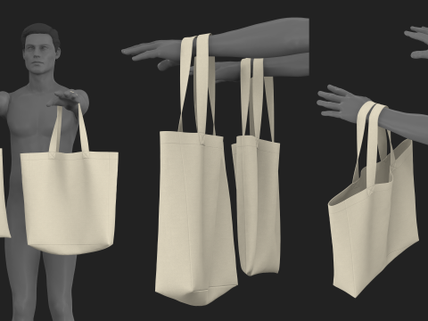 BASIC TOTE BAGS - zprj obj fbx highpoly 3D Model