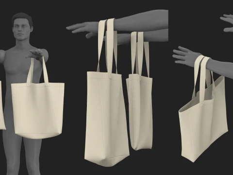 BASIC TOTE BAGS - zprj obj fbx highpoly 3D Model