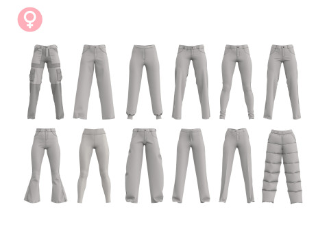 FEMALE PANTS PACK 2021 - g8f zprj obj highpoly 3Dモデル
