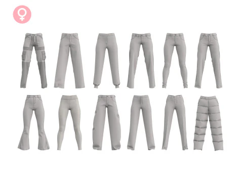 PACOTE DE CALÇAS FEMININAS 2021 - g8f zprj obj highpoly Modelo 3D