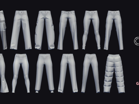 FEMALE PANTS PACK 2021 - g8f zprj obj highpoly 3Dモデル