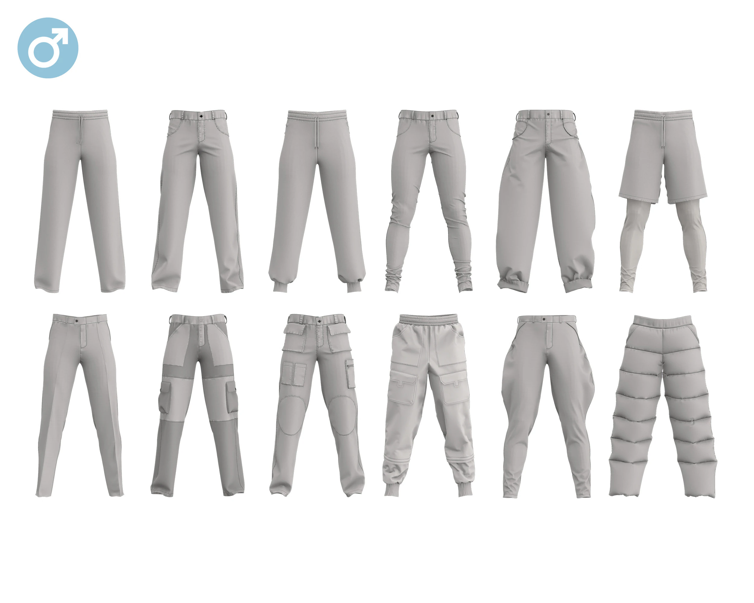 男性パンツパック 2021 - g8m zprj obj highpoly 3Dモデル .c4d .max .obj .3ds .fbx .stl .blend 