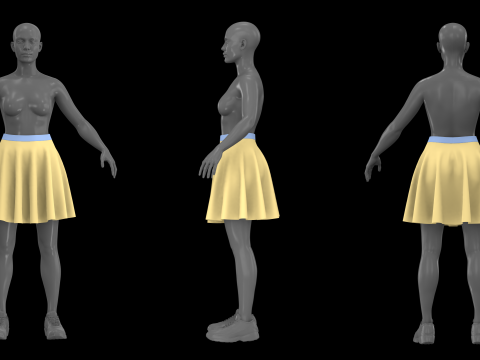 BASIC CIRCLE SKIRTS - metahuman zprj obj fbx highpoly Modello 3D