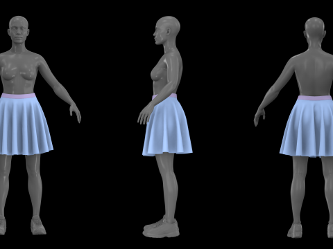 BASIC CIRCLE SKIRTS - metahuman zprj obj fbx highpoly Modello 3D