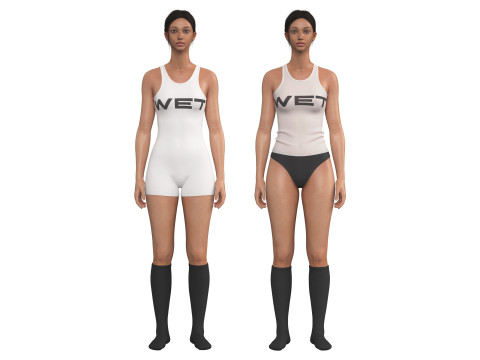 WET outfits - fv2 zpac obj fbx highpoly 3Dモデル