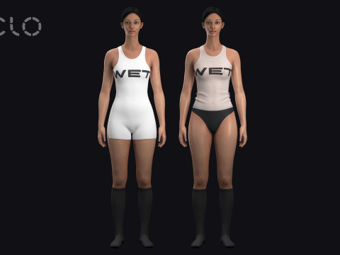 WET outfits - fv2 zpac obj fbx highpoly Model 3D
