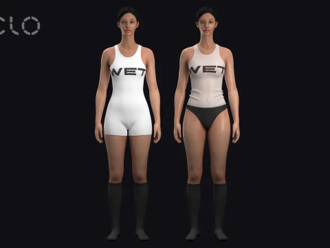 WET outfits - fv2 zpac obj fbx highpoly 3D Model