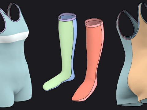 WET outfits - fv2 zpac obj fbx highpoly Model 3D