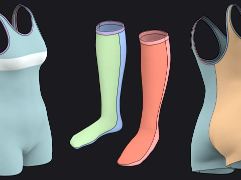 WET outfits - fv2 zpac obj fbx highpoly 3D Model