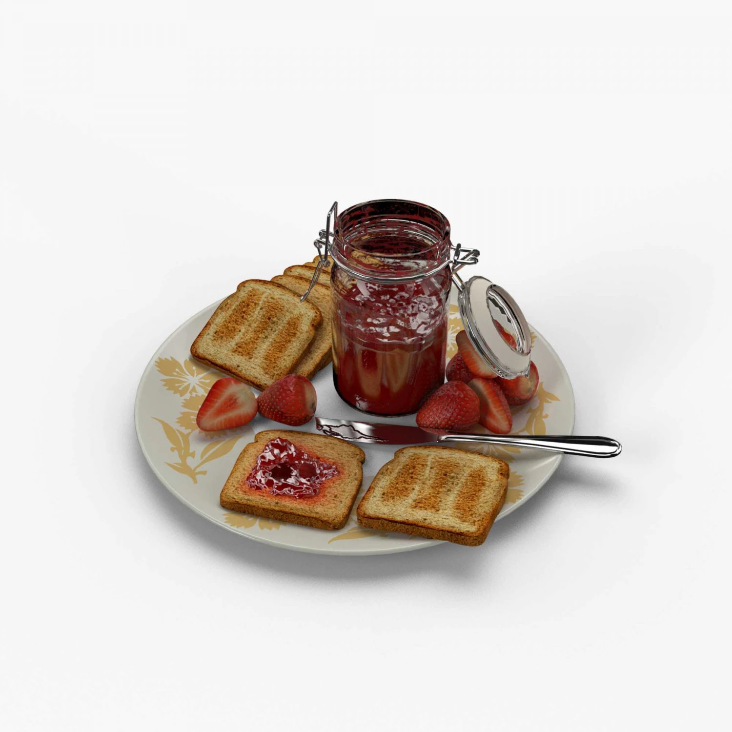 bread slice with jally 3D Model .c4d .max .obj .3ds .fbx .stl .blend