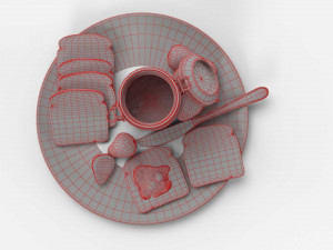 bread slice with jally 3D Model