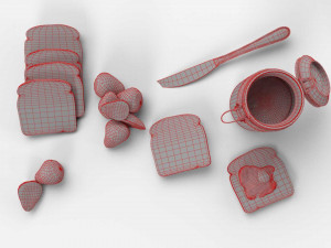 bread slice with jally 3D Model