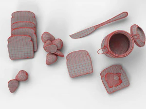 bread slice with jally 3D Model