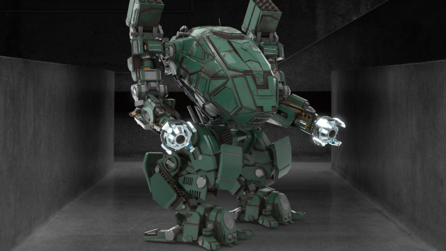 military mech Modelo 3D .c4d .max .obj .3ds .fbx .stl .blend 
