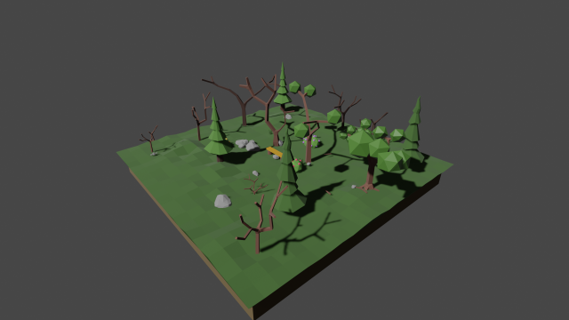 bench with mixed forest 3D Model .c4d .max .obj .3ds .fbx .stl .blend 