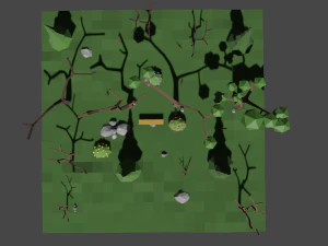 bench with mixed forest 3D Model