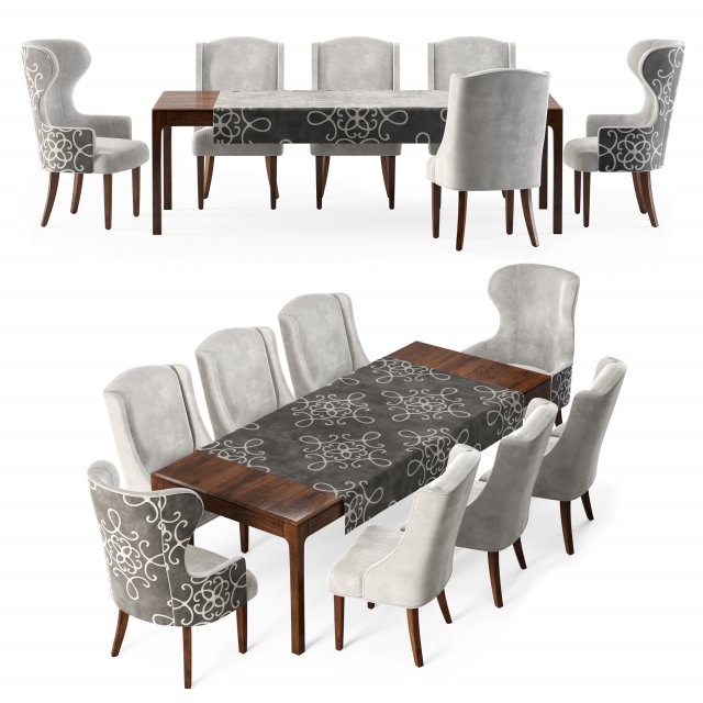 dove gray velvet dining chairstable Modello 3D .c4d .max .obj .3ds .fbx .stl .blend 