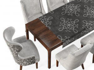 dove gray velvet dining chairstable Modello 3D