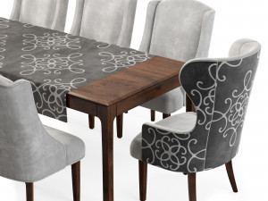 dove gray velvet dining chairstable Modello 3D