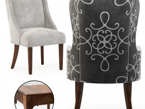 dove gray velvet dining chairstable Modello 3D