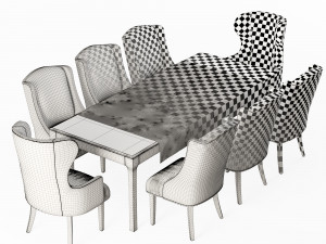 dove gray velvet dining chairstable Modello 3D