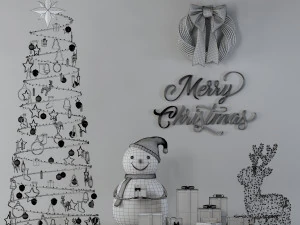 christmas decorative set 01 3D Model