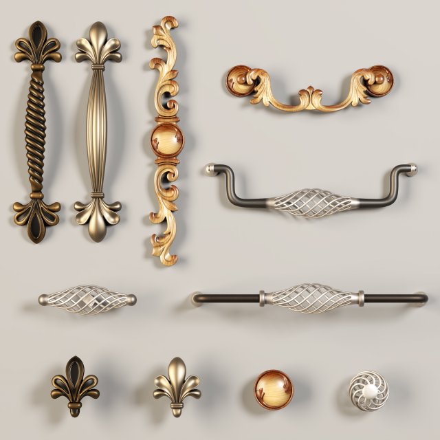 furniture handles- set1 3D 모델 .c4d .max .obj .3ds .fbx .stl .blend 