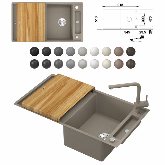 sink blanco axia iii 5 s and mixer blanco linus-s Modèle 3D .c4d .max .obj .3ds .fbx .stl .blend 