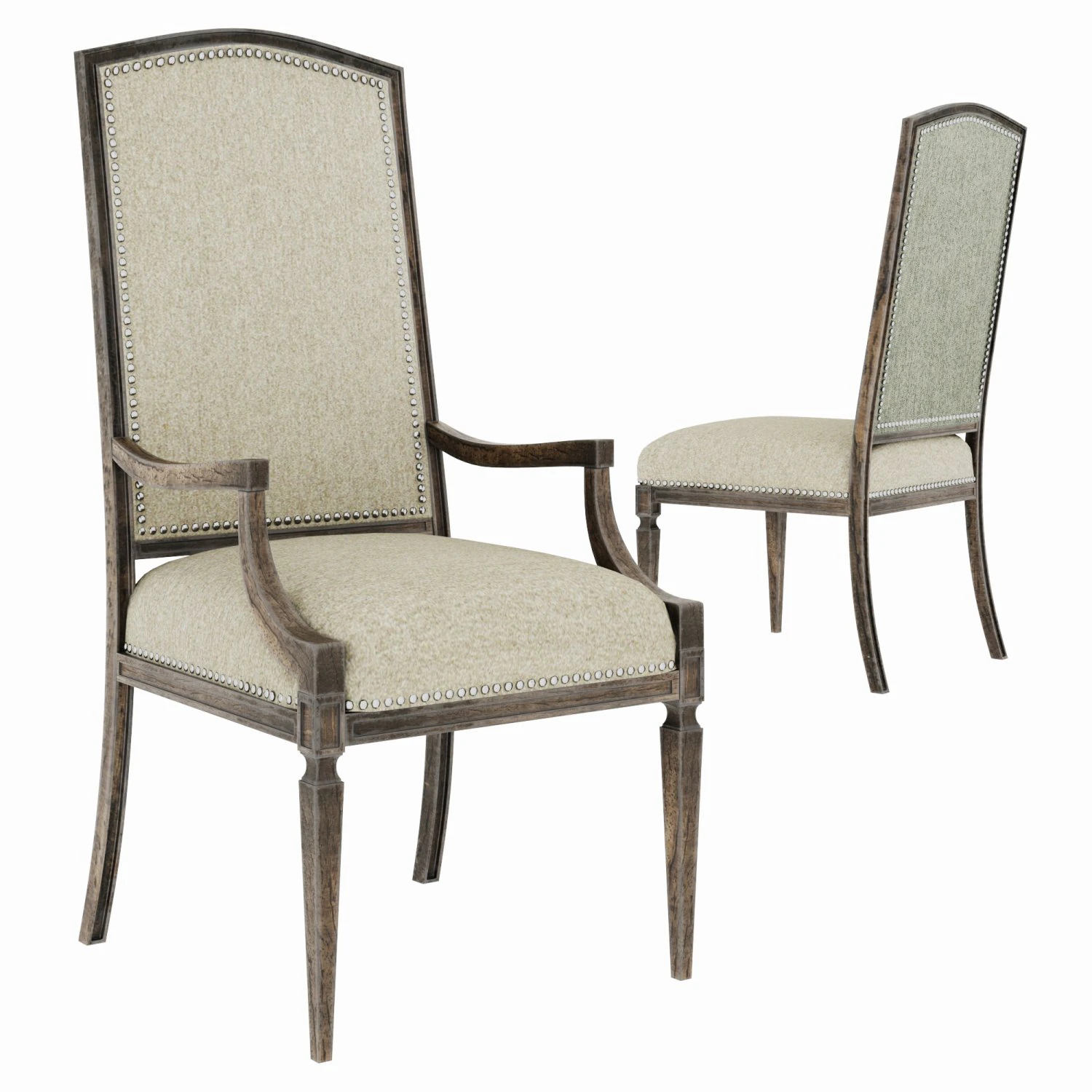 Hooker Furniture Dining Room Woodlands Arched Upholstered Arm Chair 3D Model .c4d .max .obj .3ds .fbx .stl .blend 