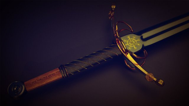 bastard sword 3D Модель .c4d .max .obj .3ds .fbx .stl .blend 