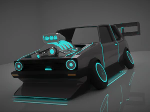 사이버 펑크 양식의 자동차 3d 3D 모델