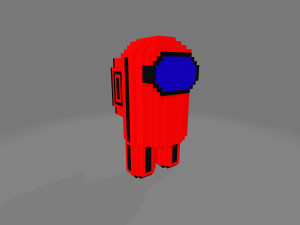 voxel character among us red 3D-Modell
