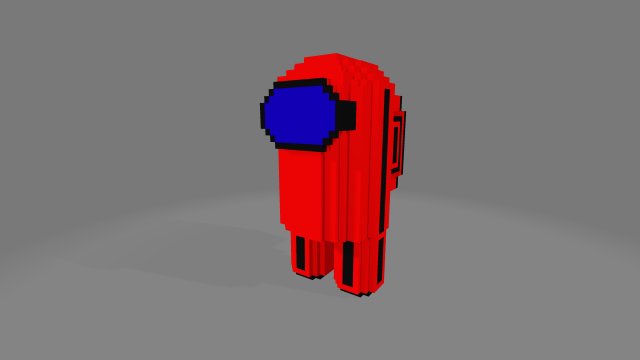 voxel character among us red 3D-Modell .c4d .max .obj .3ds .fbx .stl .blend 