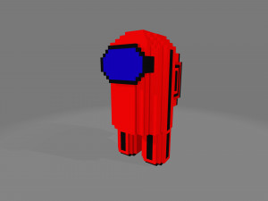 voxel character among us red 3D Model