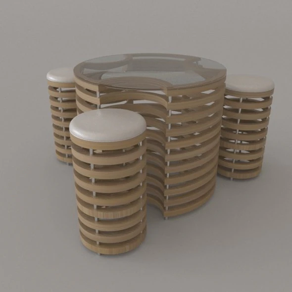 table and chairs 3D Model .c4d .max .obj .3ds .fbx .stl .blend