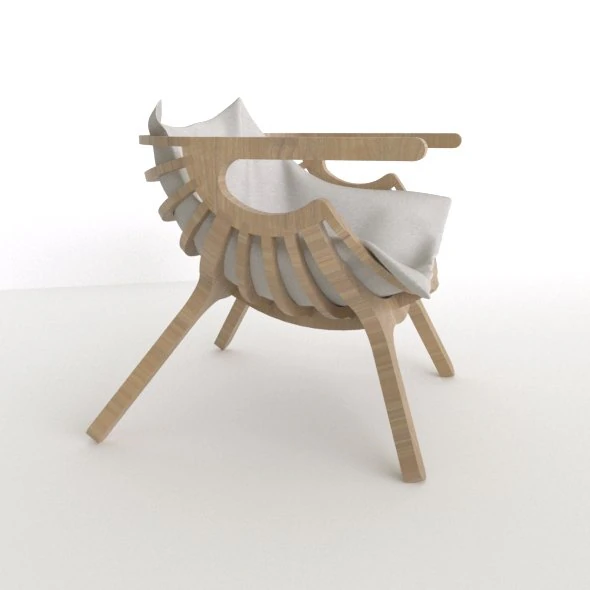 wood armchair 3D Model .c4d .max .obj .3ds .fbx .stl .blend 