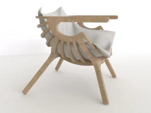 木扶手椅 3D 模型